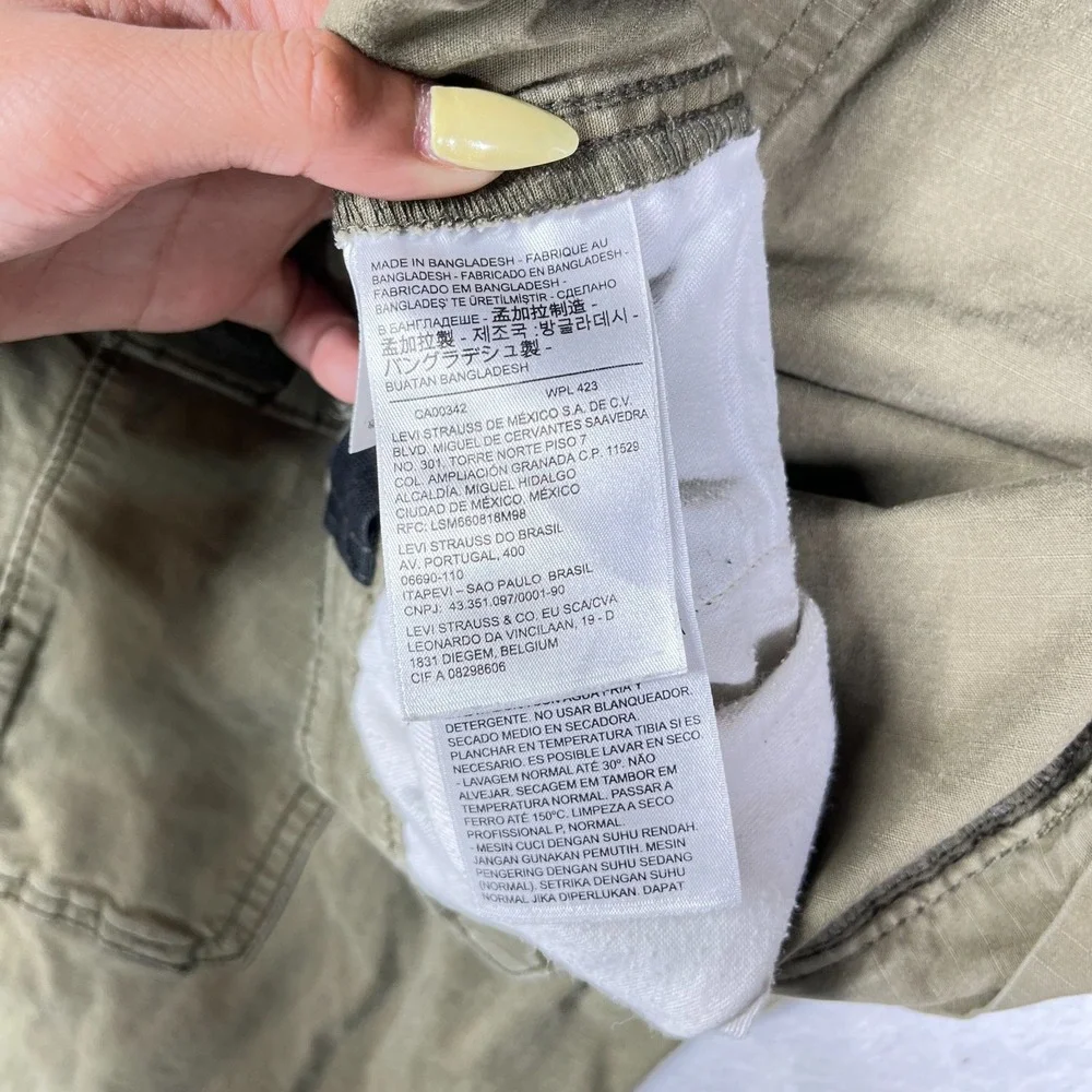 Levi Strauss Two Horse Cargo Skinny Jeans Mens Olive Green Denim Utility - 33X30
